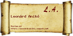 Leonárd Anikó névjegykártya